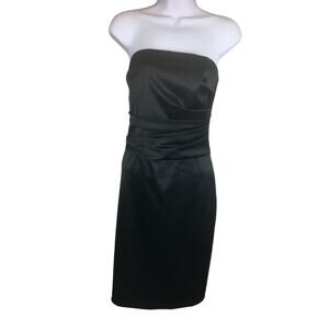 White House / Black Market, Black Ruched Strapless Dress Women's Size 4